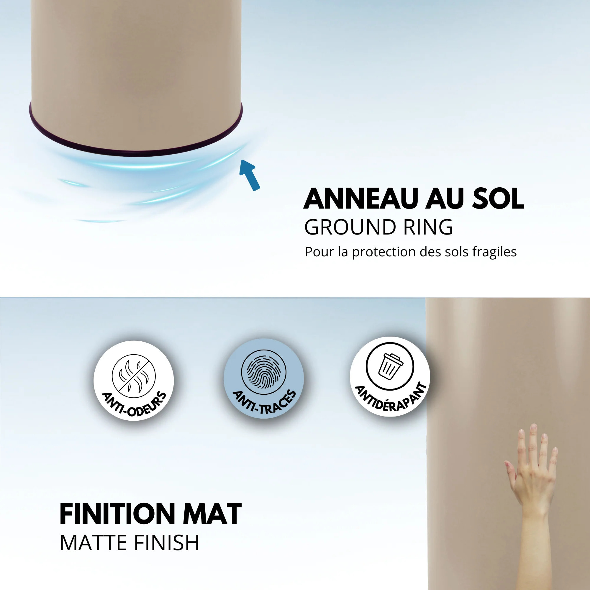 Poubelle automatique inox SOHO taupe 42L