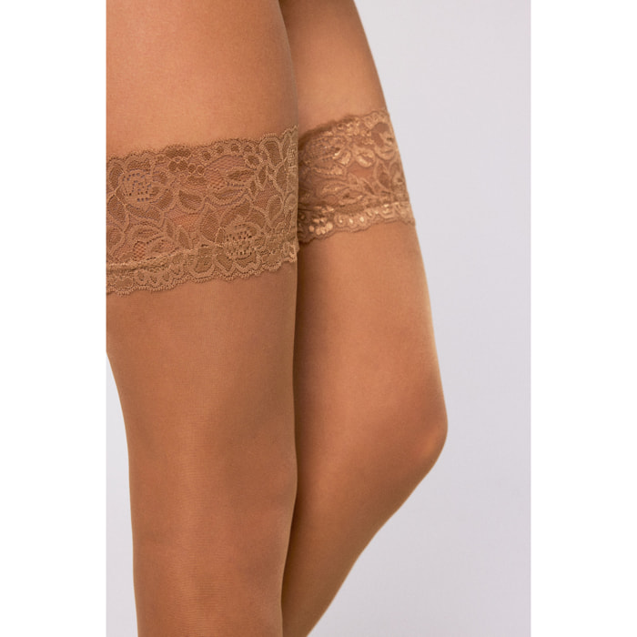 Calze autoreggenti in pizzo beige 40 denari