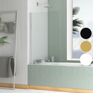 Pare baignoire Rabattable 70x120cm - Profilé Chromé - Verre Trempé 4mm - ELEMENTARY