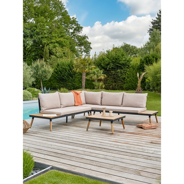 CAMINO - Salon de jardin d'angle 5 places - Acacia