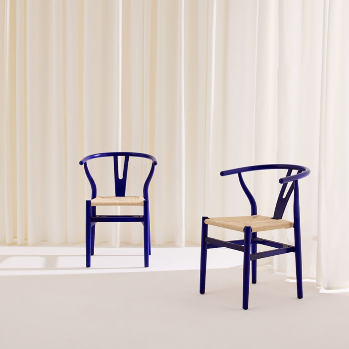 Chaise vintage bois de hêtre et cordes (lot de 2) CECILE