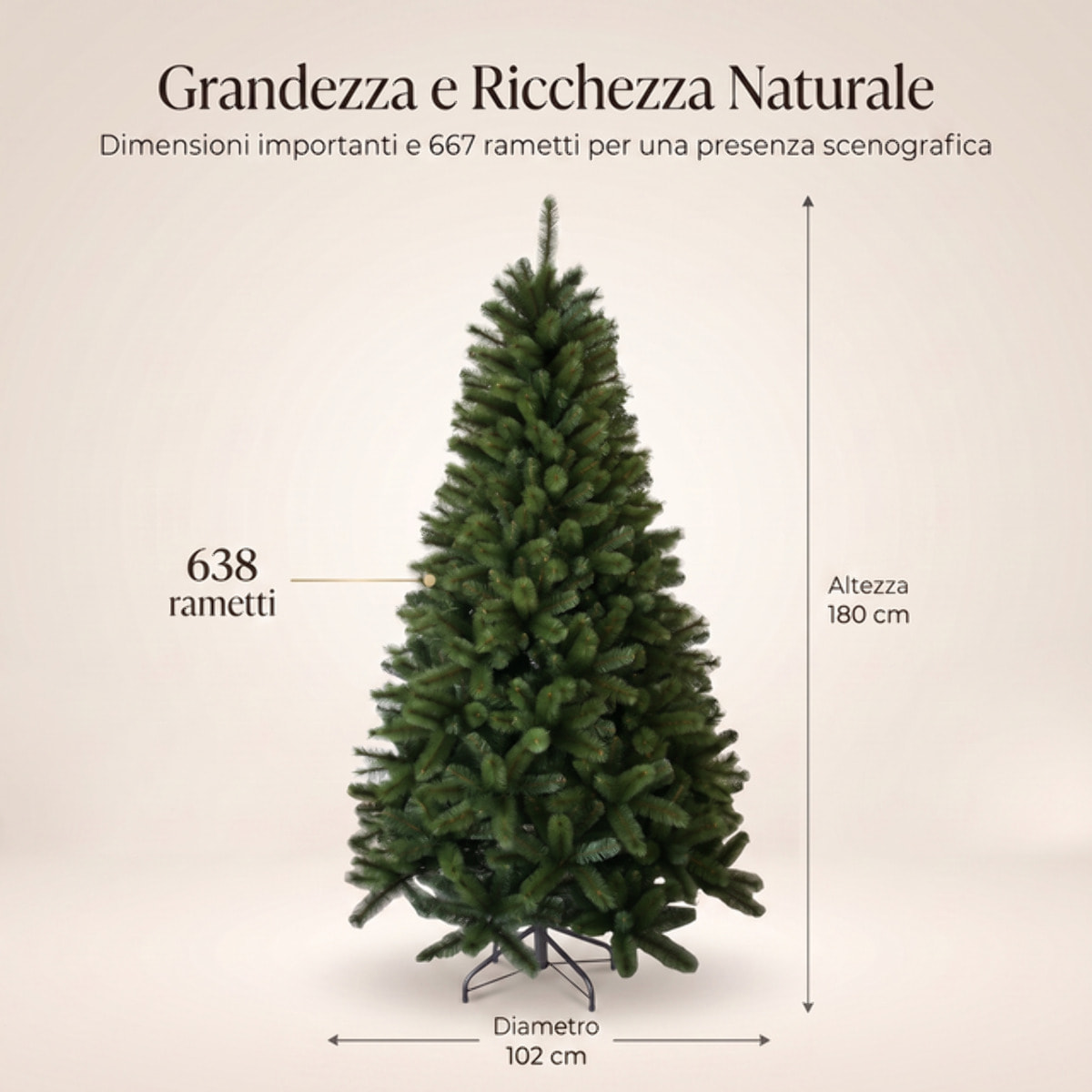 Albero di Natale artificiale in PVC e acciaio - VERDE