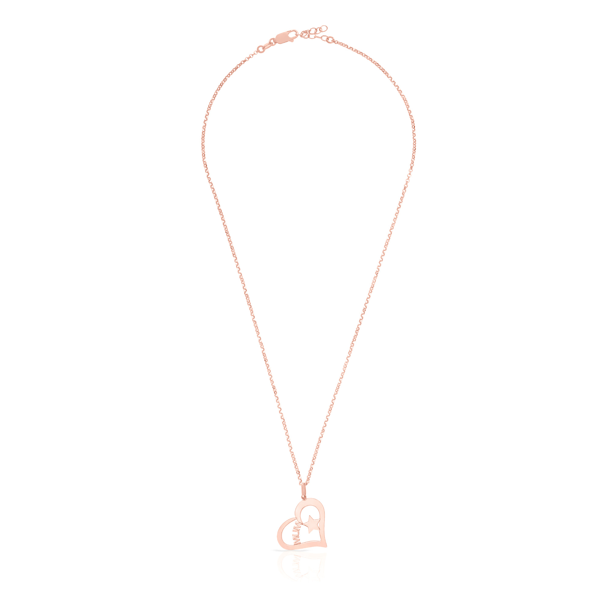 Collar de Plata de Ley 925 con colgante en forma de corazón e inscripción MUM