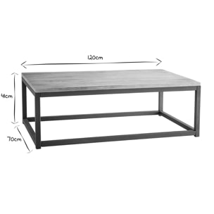 Table basse rectangulaire bois clair manguier massif et métal noir L120 cm FACTORY