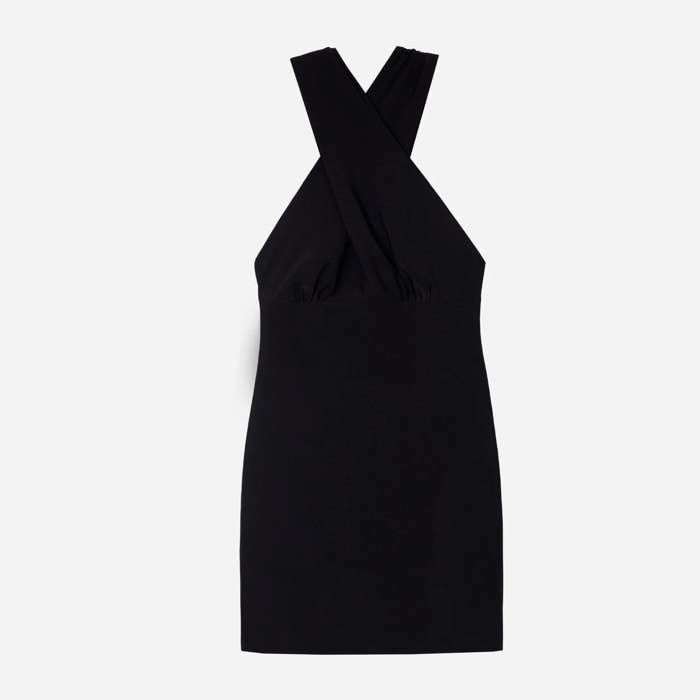 Vestido corto con lazada al cuello