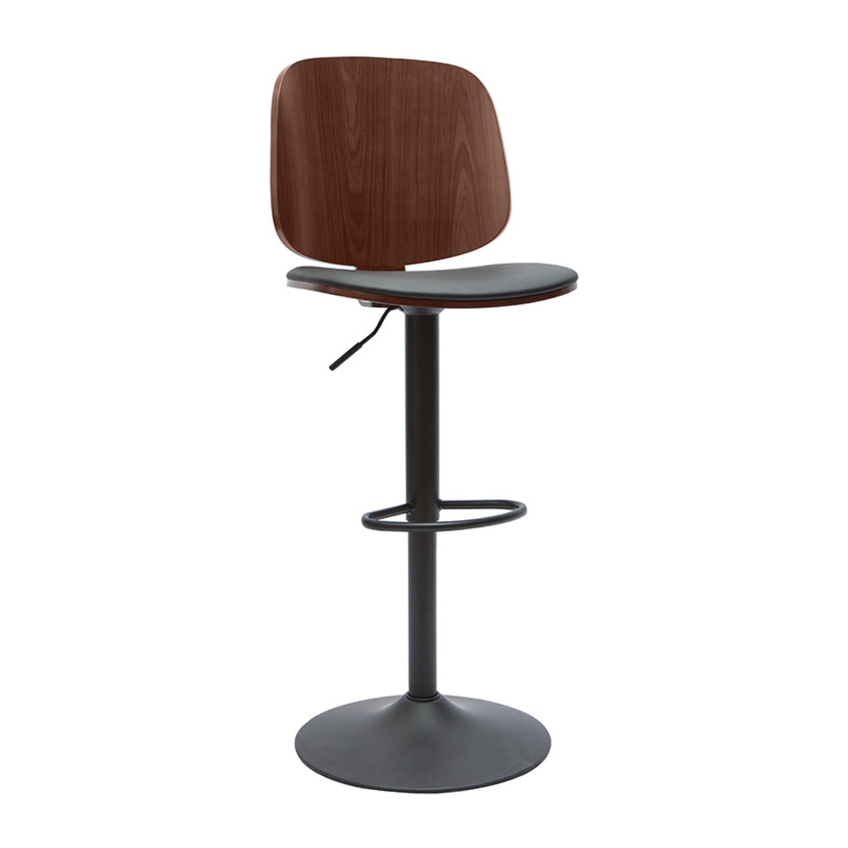 Tabouret de bar ajustable noir et noyer BECK