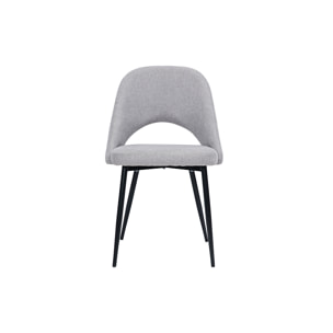 Chaises vintage en tissu effet velours texturé gris et métal noir (lot de 2) COSETTE