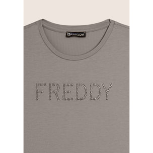 T-shirt manica corta con logo FREDDY in strass
