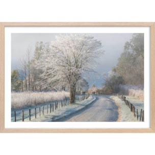 Affiche paysage Un matin glacial Affiche + cadre en bois - Chêne