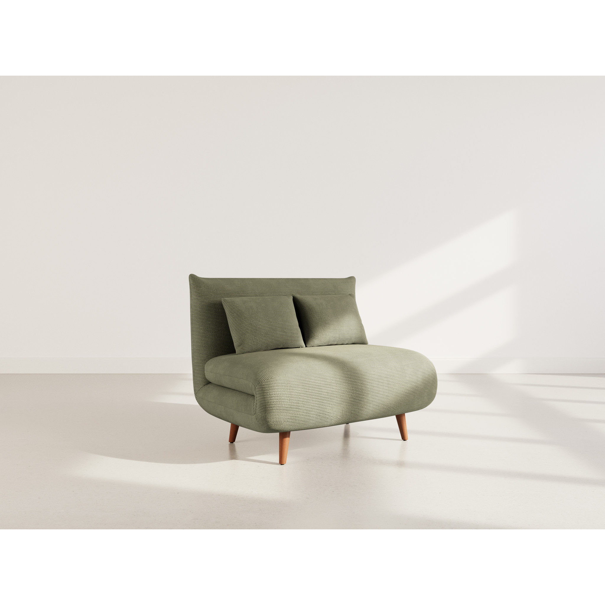 Lumi - Banquette convertible clic-clac 1 place en velours côtelé - Vert