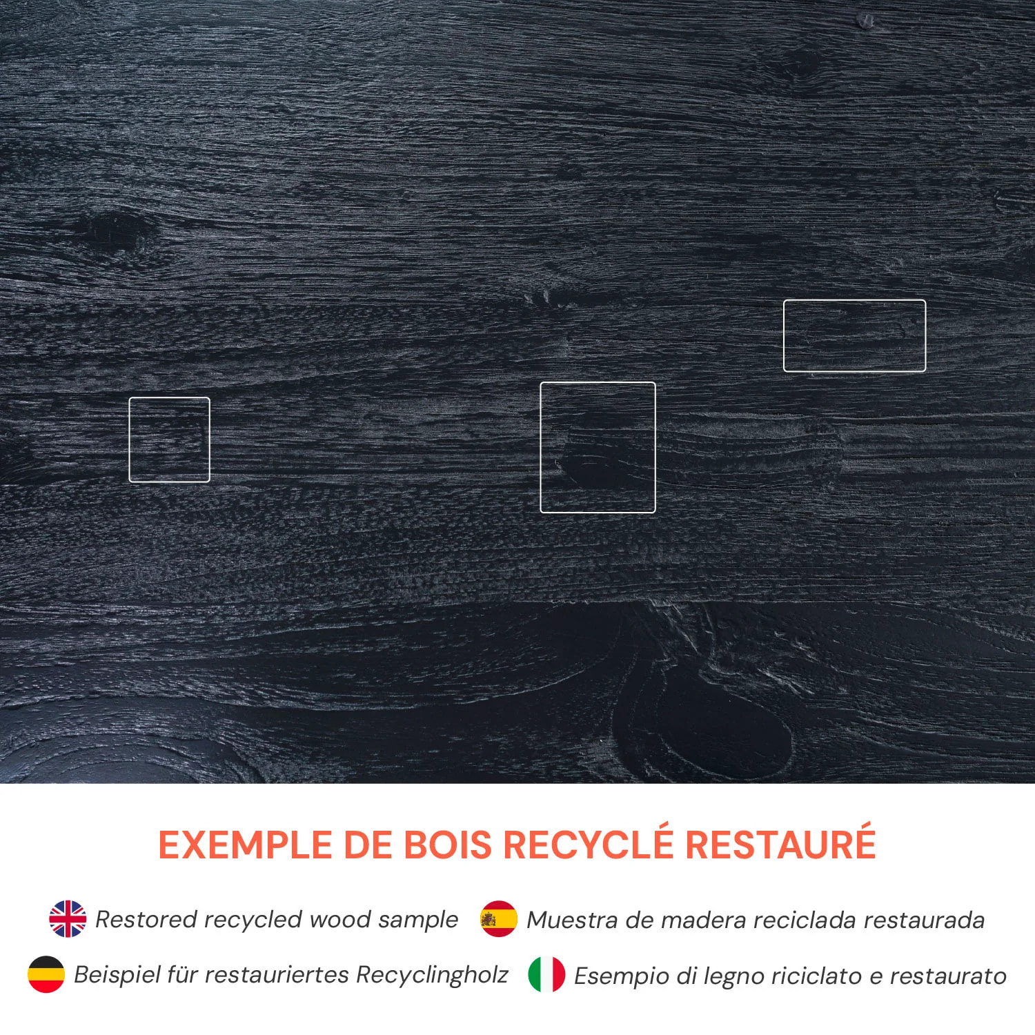 Tabouret en bois de teck recyclé peint en noir - Eka