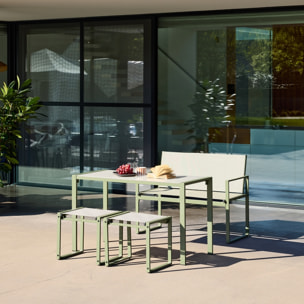 Table de jardin encastrable acier et textilène + 4 assises TAVENA