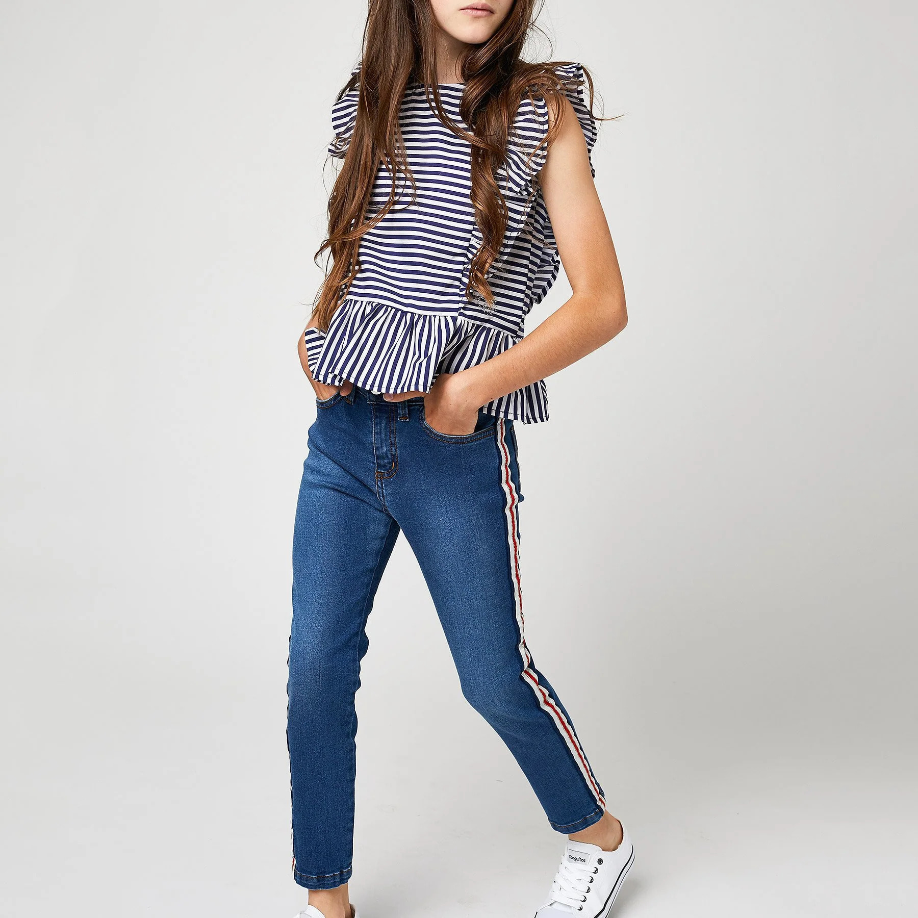 Vaqueros Niñas Sideband Medio Denim