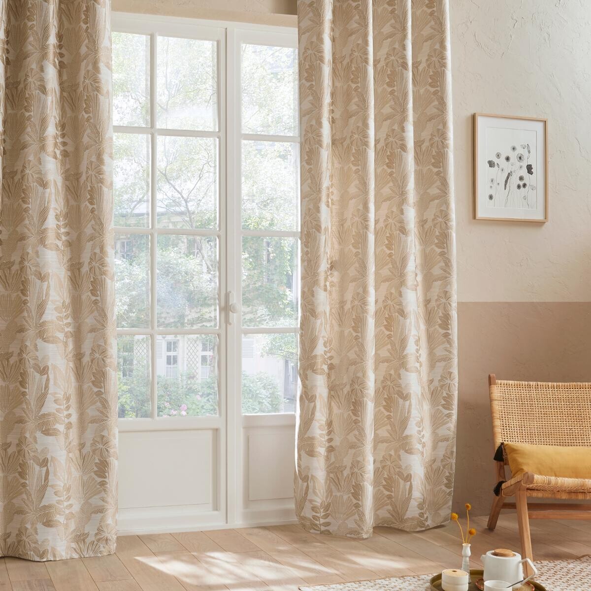 Rideau "Bejuco" à motifs jacquard - à oeillets - lin 140x260 cm