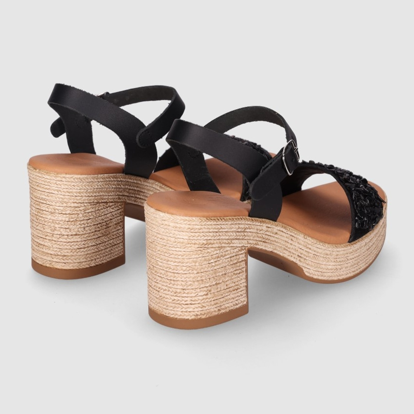 Sandalias de Piel - Negro - Tacón: 5 cm