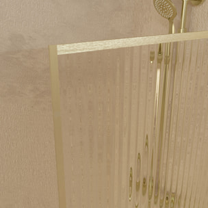 Pare baignoire Rabattable 80x140cm - Profilé Or Doré Brossé - Verre Trempé Ondulé 5mm