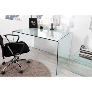 Scrivania Scrittoio da Ufficio in Vetro Curvato - Luxury Z-02 - (126 x 74 x 70 cm) Design curvo e moderno