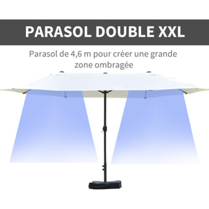 Parasol de jardin XXL dim. 4,6L x 2,7l x 2,4H cm crème
