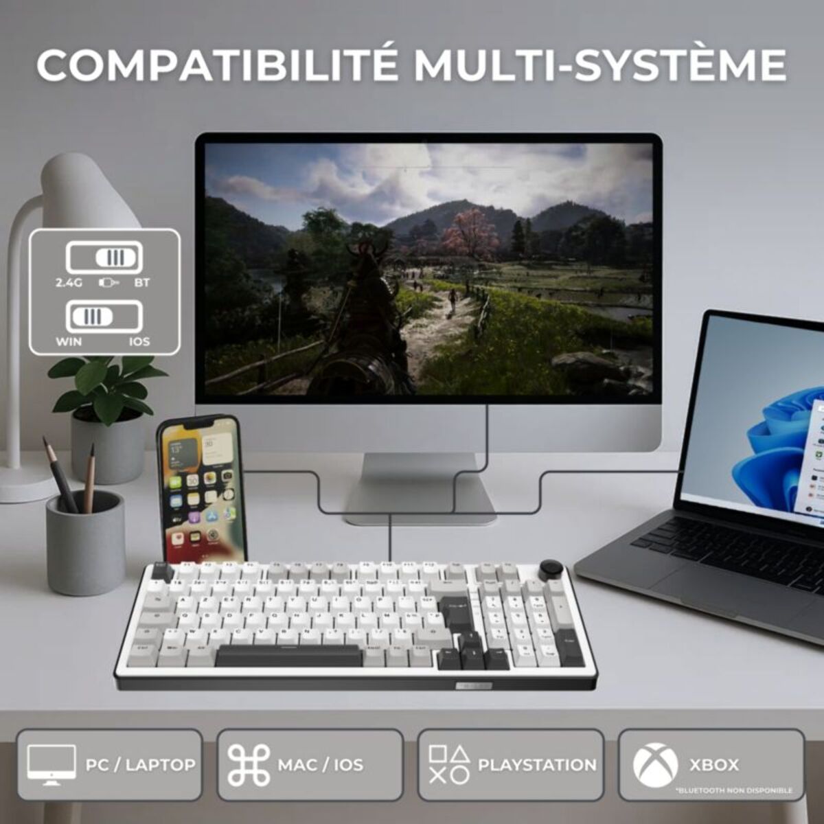 Clavier gamer sans fil THE G-LAB KEYZ ELITE 400 WG