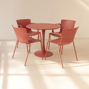 Ensemble de repas table et 4 fauteuils en polypropylène brique MONTAUK
