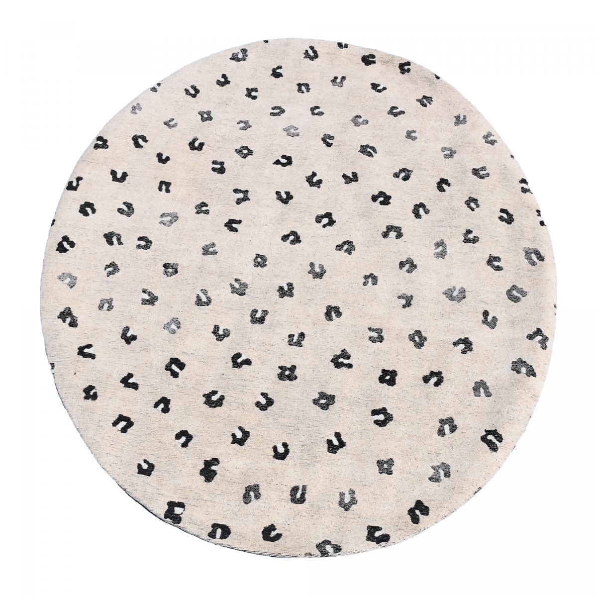 Tapis rond 120x120 rond LEOP Beige , tapis en coton