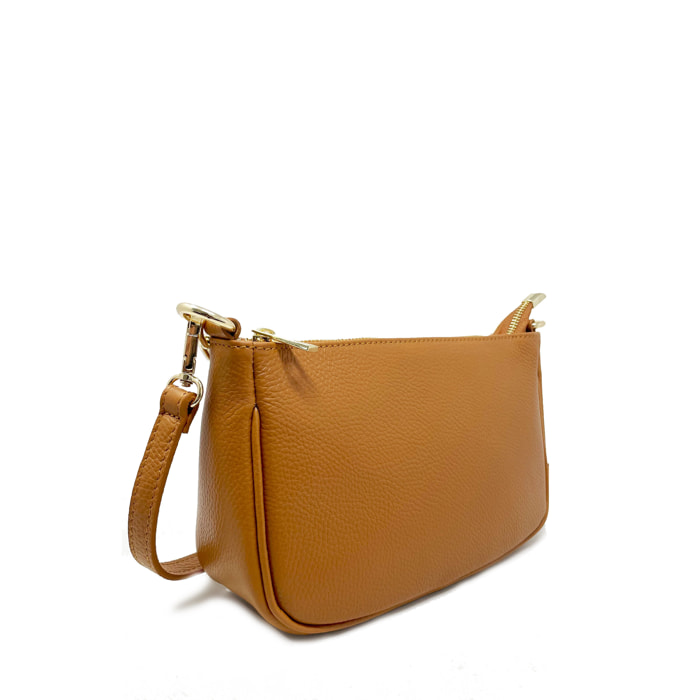 Chicca Borse - Tracollina Clutch Donna in Vera Pelle - Colore Cuoio