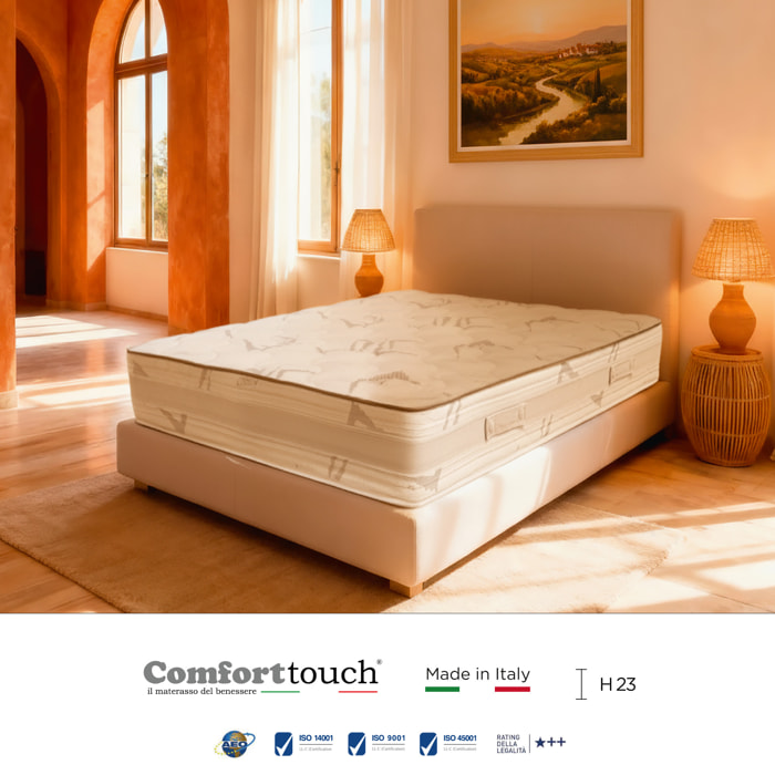 "Pink" H23 cm 180x200 2 guanciali Memory OMAGGIO sfoderabile in schiuma poliuretanica ad alta densità e Memory Foam con cristalli di gel