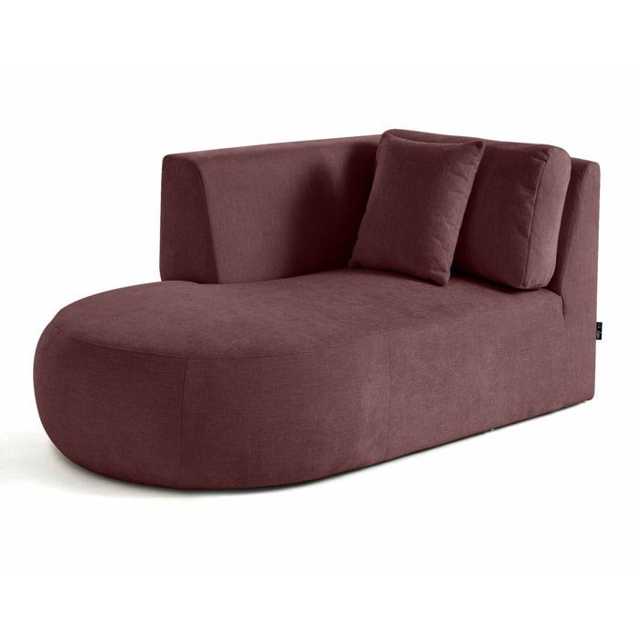 Santorini - module d'assise méridienne gauche - en tissu texturé - Prune