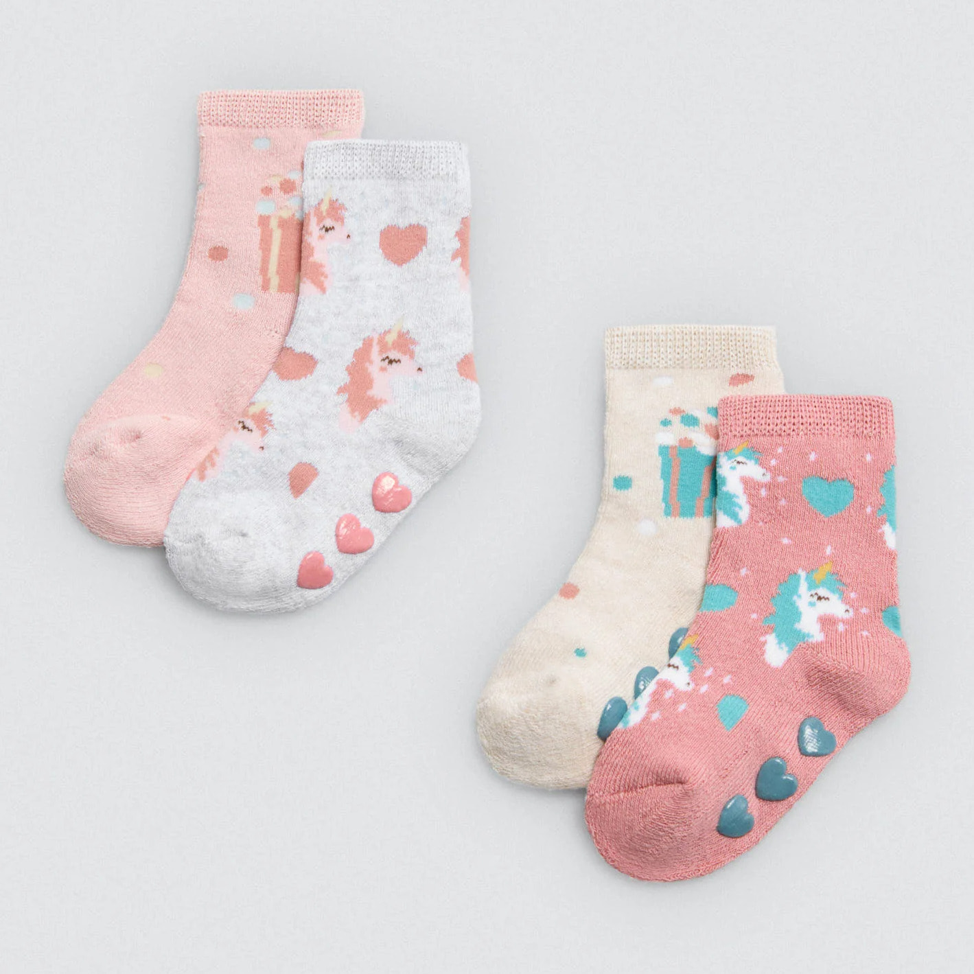 Confezione da 4 calzini termici antiscivolo per neonato