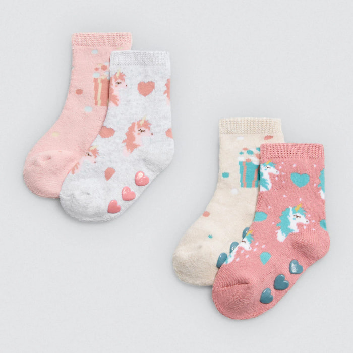 Confezione da 4 calzini termici antiscivolo per neonato