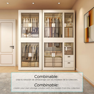 Armario plegable con Ruedas y 1 Compartimento color Blanco 75x43,5x96,5cm