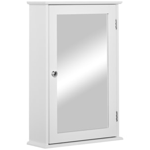 Armario de Baño con Espejo Armario con Espejo para Baño con 1 Estente de Almacenamiento Mueble para Baño Estilo Moderno 41x14x60 cm Blanco