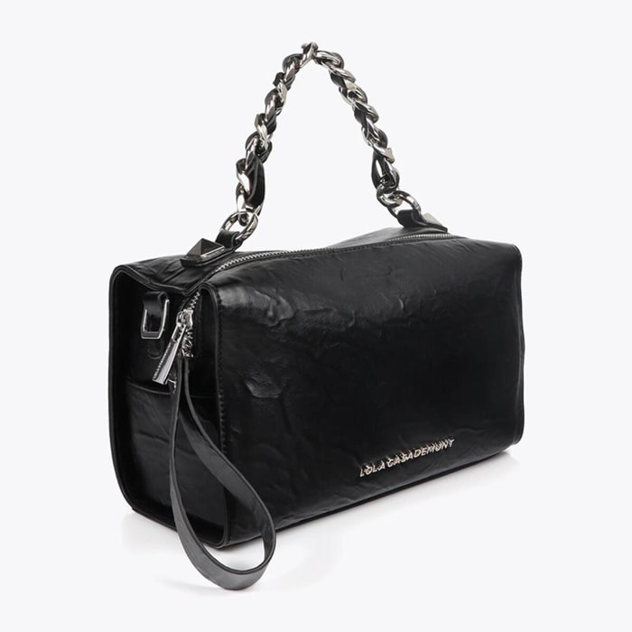 Borsa Valigetta Effetto Pelle Stropicciata con Dettagli Metallici e Borchie