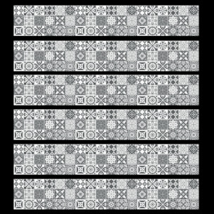 Pack 6 stickers adhésifs frises carrelages | Autocollant Frises Mosaïque Carreaux de ciment - NUANCE DE GRIS ROSO