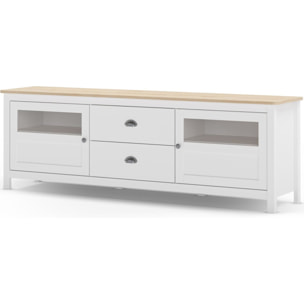 Meuble TV 2 portes 2 tiroirs en bois - MACHA