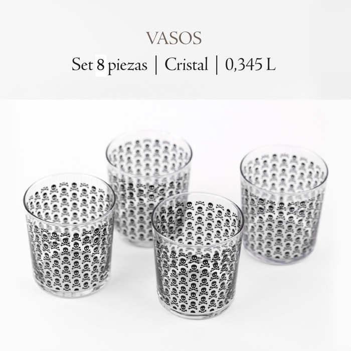 Set de 8 vasos de agua calavera 35cl scalpers home