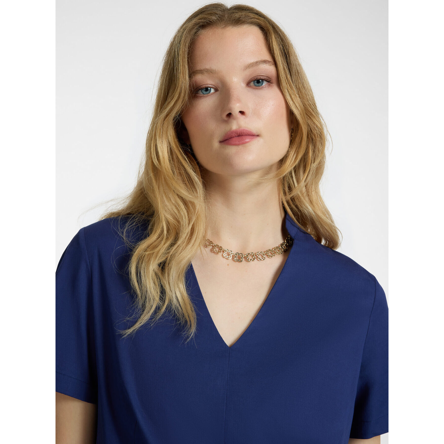 Elena Mirò - Vestido evasé de algodón - Azul