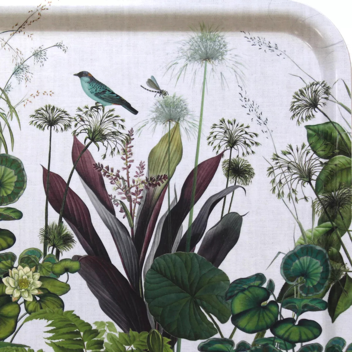 Plateau bois imprimé vert Nenuphars parchemin