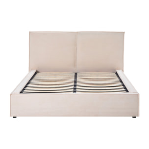 Lit Coffre en velours côtelé Intemporel | Coloris Beige
