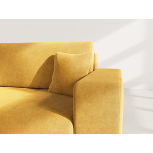 Nicole - Canapé droit 4 places convertible avec coffre en tissu - Jaune