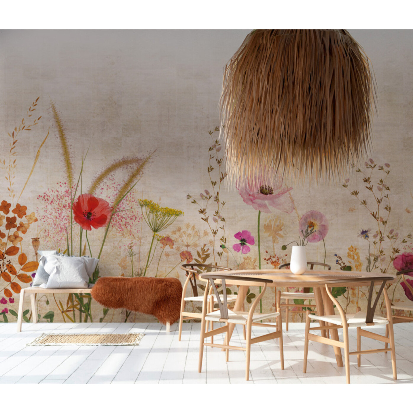 Papier peint panoramique Manosque - Apportez une touche florale à votre intérieur ! Cliquez ici pour en savoir plus.