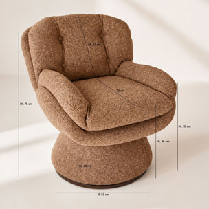Fauteuil pivotant en tissu brique  GUSTAVE