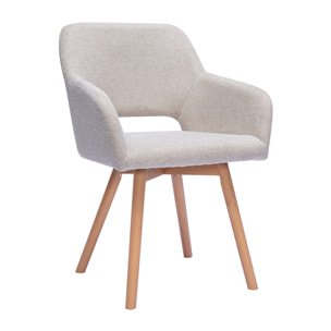Chaises en tissu effet velours texturé beige et bois clair (lot de 2) LAURETTE