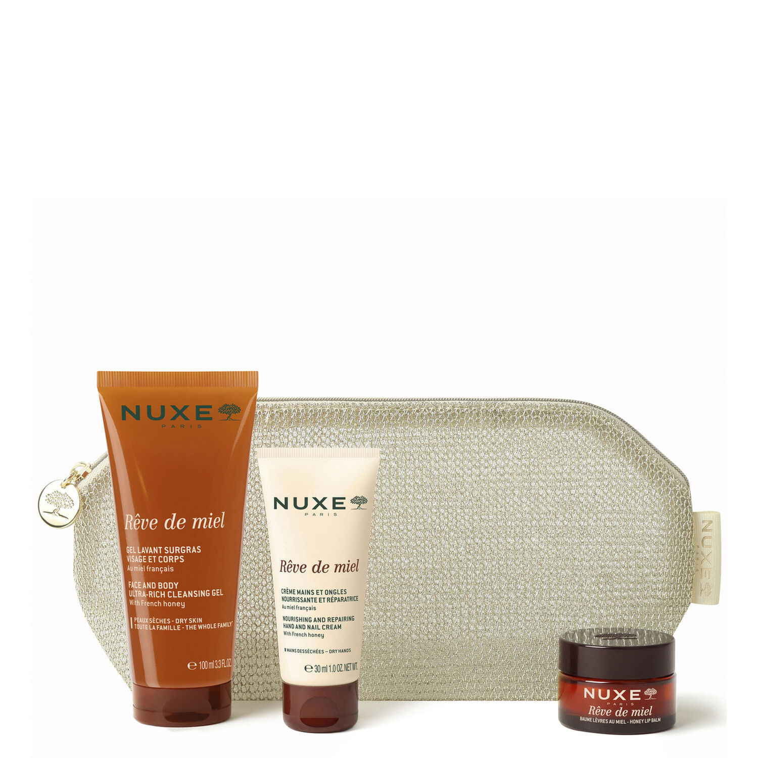 Rêve de Miel - Coffret Gel Lavant Surgras 100ml + Crème Mains et Ongles 30ml + Baume Lèvres au Miel 15g