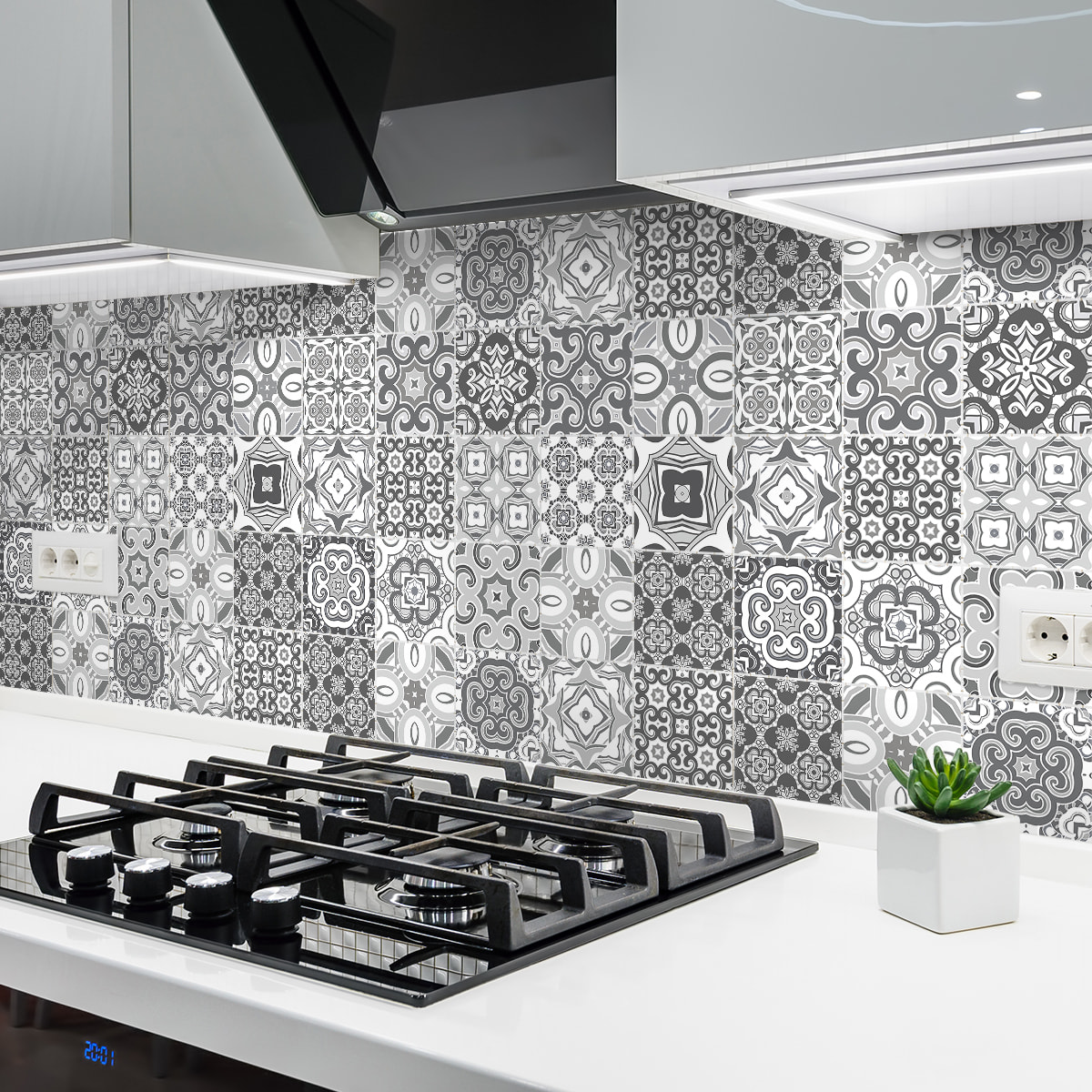 Stickers muraux - Sticker Mural Carrelage adhésif Cuisine Salle de Bain - 24 STICKERS CARRELAGES AZULEJOS VIOLETTINA