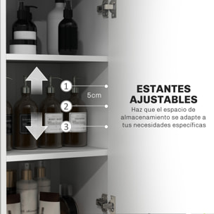 Columna de Baño Armario Alto de Baño con Cajón 2 Puertas y Estantes Ajustable Mueble Auxiliar de Baño Moderno Anti-vuelco 34x32x170 cm Blanco