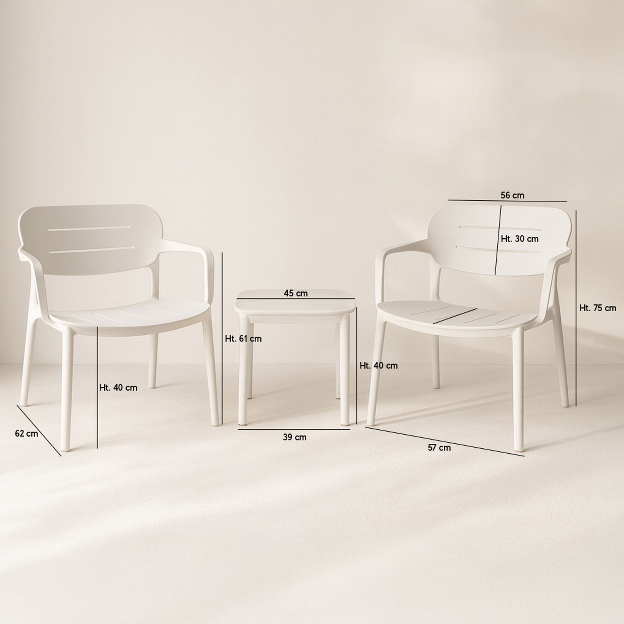 Salon de jardin en polypropylène blanc SUNSET