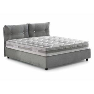 Letto singolo Adelaide, Letto contenitore con rivestimento in tessuto, 100% Made in Italy, Apertura frontale, adatto per materasso Cm 80x190, Grigio