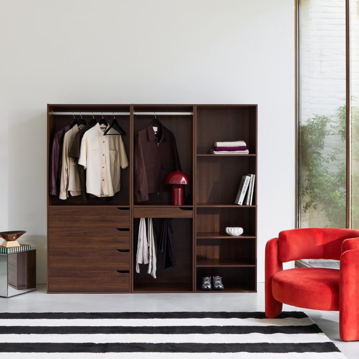 Kit dressing modulable décor bois 3 éléments NEPAL