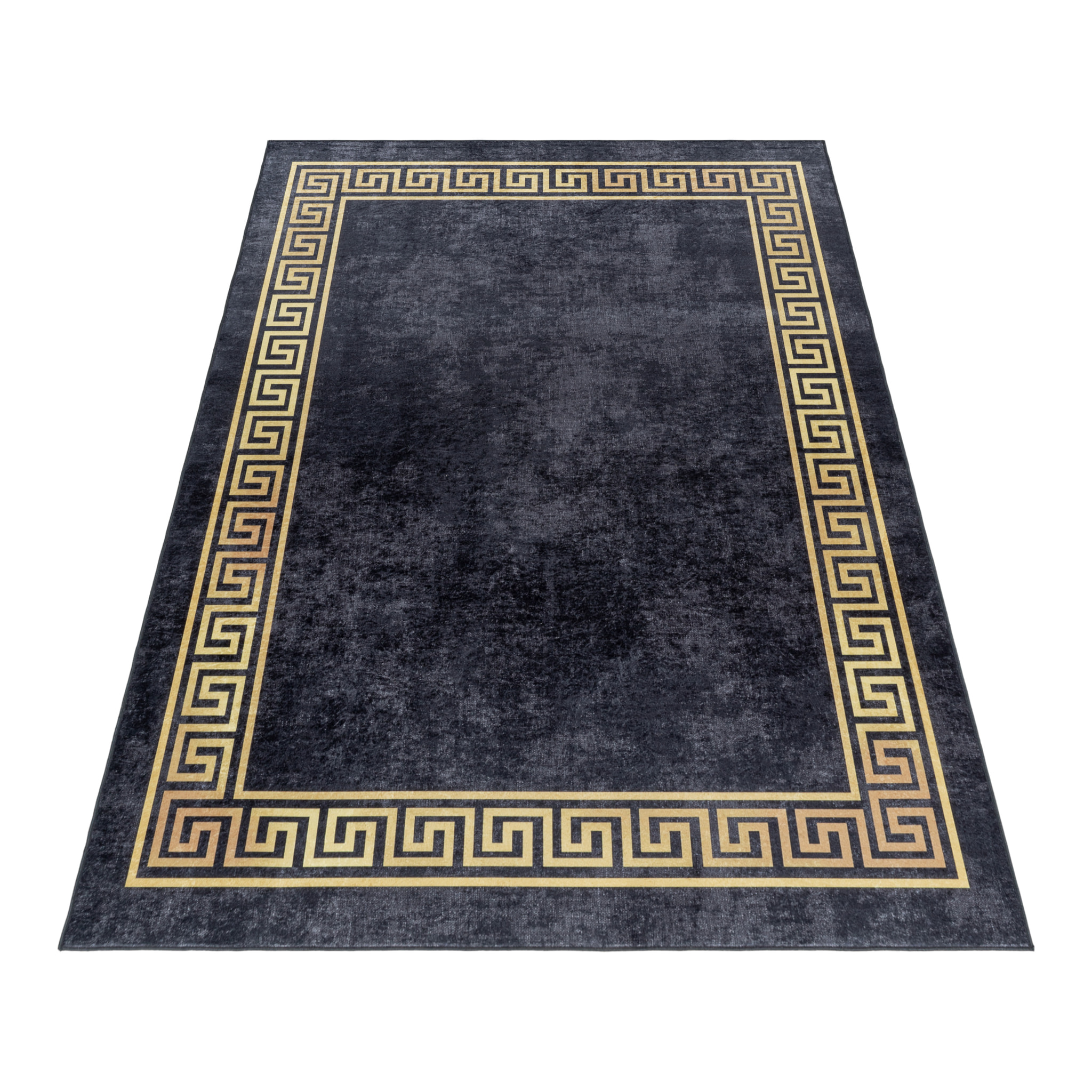 FIESTA - Tapis à frise grecque noir et doré